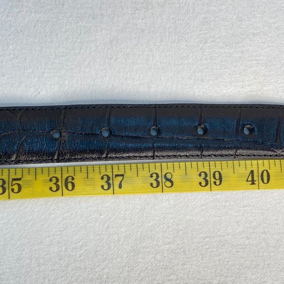 Jos A Bank Black Belt Mens 34 Waist Croc Embossed Leather - Picture 10 of 14